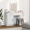 vidaXL 3 Piece Dressing Table Set with LED White Engineered Wood