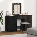 vidaXL 3 Piece Dressing Table Set with LED Black Engineered Wood