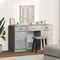 vidaXL 3 Piece Dressing Table Set with LED Concrete Grey Engineered Wood