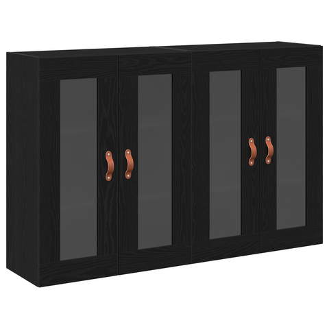 vidaXL Wall Mounted Cabinets 2 pcs Black Oak 69,5x34x90 cm Engineered Wood