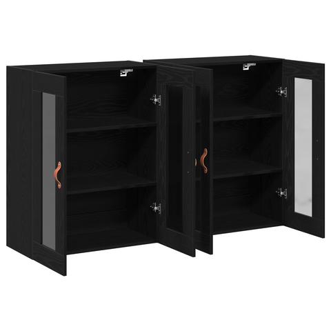 vidaXL Wall Mounted Cabinets 2 pcs Black Oak 69,5x34x90 cm Engineered Wood