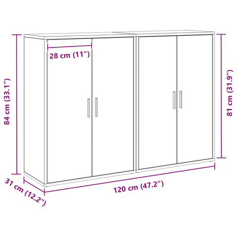vidaXL Sideboards 2 pcs Artisan Oak 60x31x84 cm Engineered Wood
