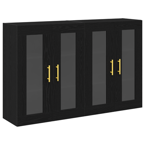vidaXL Wall Mounted Cabinets 2 pcs Black Oak 69,5x34x90 cm Engineered Wood