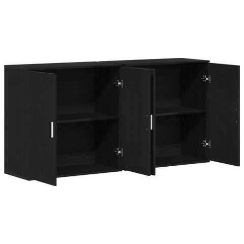 vidaXL Sideboards 2 pcs Black Oak 79x38x80 cm Engineered Wood