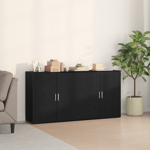 vidaXL Sideboards 2 pcs Black Oak 79x38x80 cm Engineered Wood