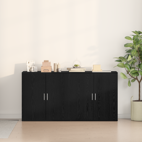 vidaXL Sideboards 2 pcs Black Oak 79x38x80 cm Engineered Wood