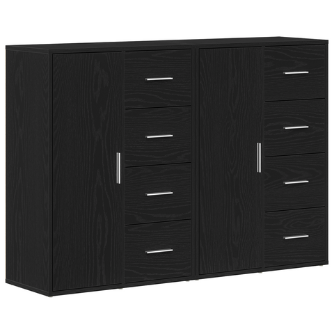 vidaXL Sideboards 2 pcs Black Oak 60x31x84 cm Engineered Wood