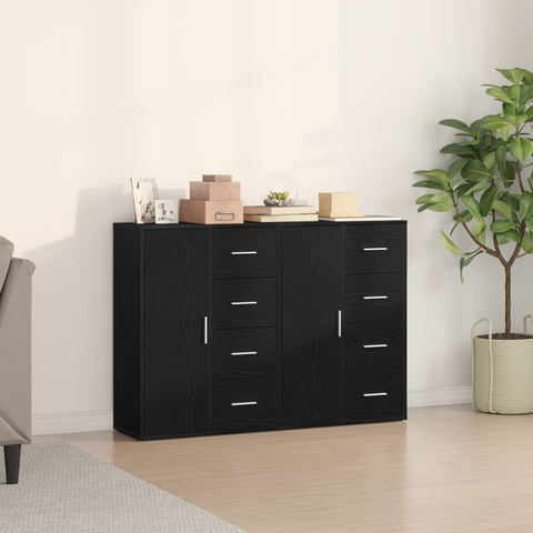 vidaXL Sideboards 2 pcs Black Oak 60x31x84 cm Engineered Wood