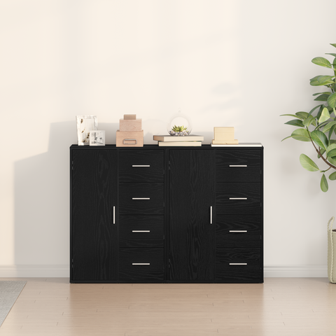 vidaXL Sideboards 2 pcs Black Oak 60x31x84 cm Engineered Wood