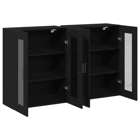 vidaXL Wall Mounted Cabinets 2 pcs Black Oak 69,5x34x90 cm Engineered Wood