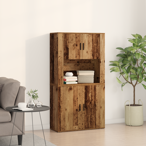 vidaXL Highboard Old Wood 80x33x150 cm Engineered Wood