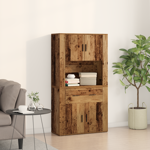 vidaXL Highboard Old Wood 80x33x150 cm Engineered Wood