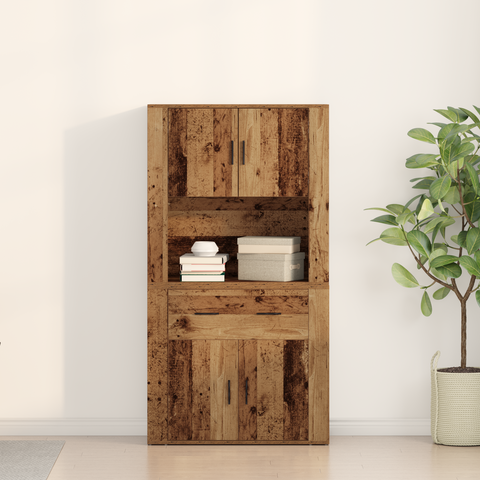 vidaXL Highboard Old Wood 80x33x150 cm Engineered Wood