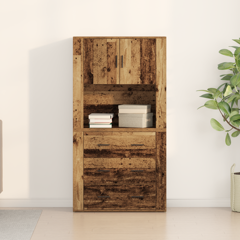 vidaXL Highboard Old Wood 80x33x150 cm Engineered Wood