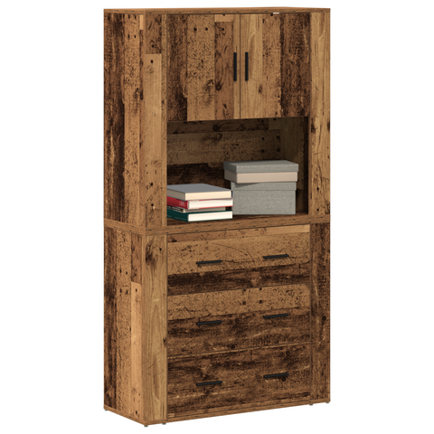 vidaXL Highboard Old Wood 80x33x150 cm Engineered Wood