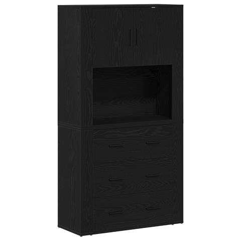 vidaXL Highboard Black Oak 80x33x150 cm Engineered Wood