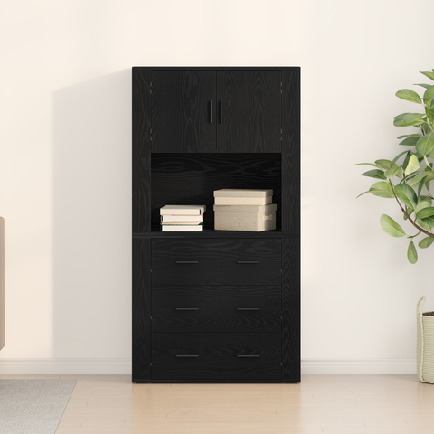 vidaXL Highboard Black Oak 80x33x150 cm Engineered Wood