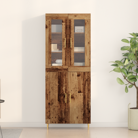 vidaXL Highboard Old Wood 69.5x34x180 cm Engineered Wood