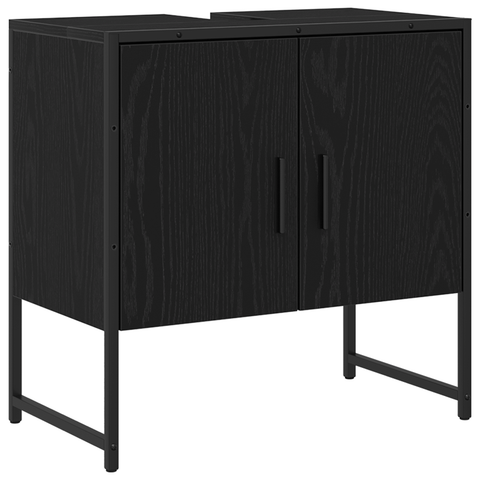 vidaXL 3 Piece Bathroom Cabinet Set Black Oak Engineered Wood