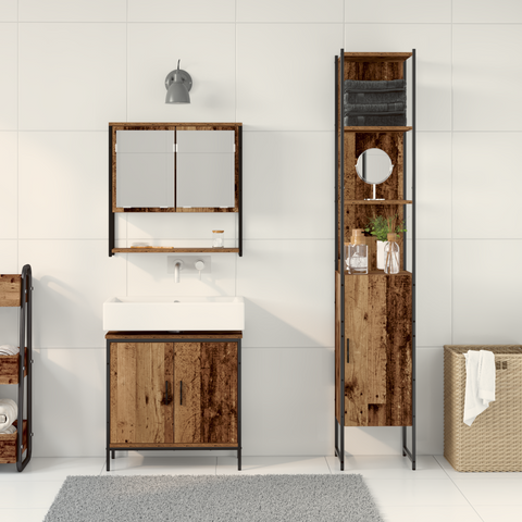 vidaXL 3 Piece Bathroom Furniture Set Old Wood Engineered Wood