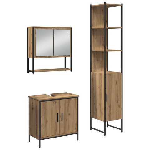 vidaXL 3 Piece Bathroom Furniture Set Artisan Oak Engineered Wood