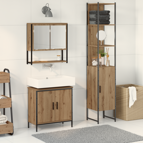 vidaXL 3 Piece Bathroom Furniture Set Artisan Oak Engineered Wood