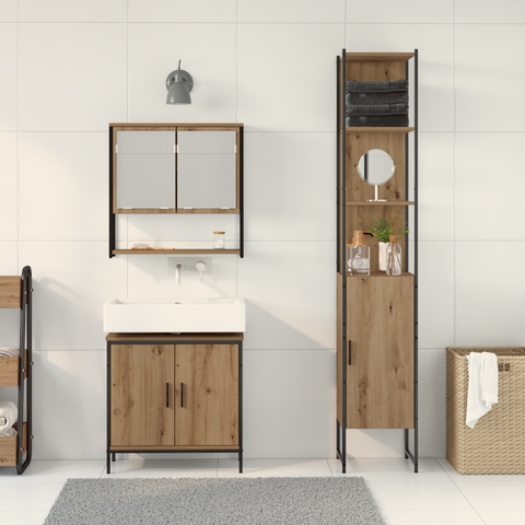 vidaXL 3 Piece Bathroom Furniture Set Artisan Oak Engineered Wood