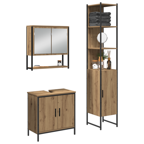 vidaXL 3 Piece Bathroom Furniture Set Artisan Oak Engineered Wood