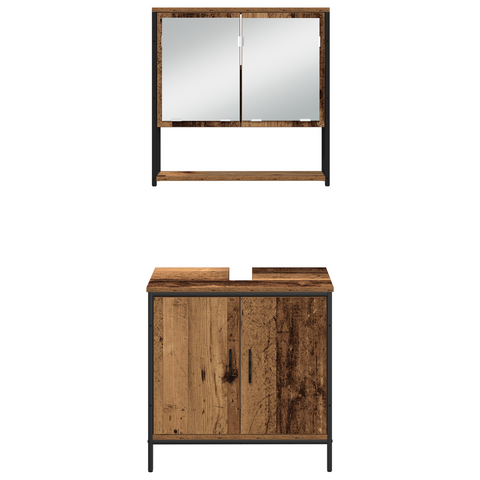 vidaXL 3 Piece Bathroom Furniture Set Old Wood Engineered Wood