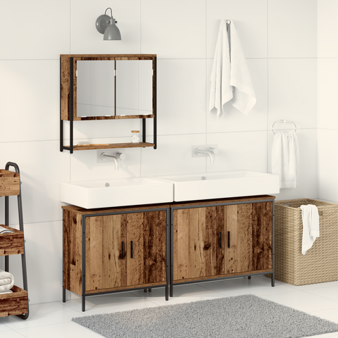 vidaXL 3 Piece Bathroom Furniture Set Old Wood Engineered Wood