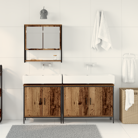 vidaXL 3 Piece Bathroom Furniture Set Old Wood Engineered Wood