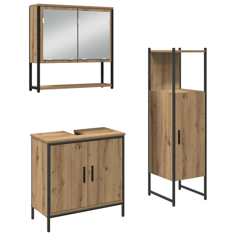 vidaXL 3 Piece Bathroom Furniture Set Artisan Oak Engineered Wood