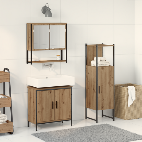 vidaXL 3 Piece Bathroom Furniture Set Artisan Oak Engineered Wood