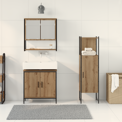 vidaXL 3 Piece Bathroom Furniture Set Artisan Oak Engineered Wood