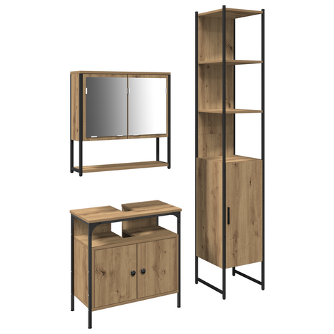 vidaXL 3 Piece Bathroom Furniture Set Artisan Oak Engineered Wood