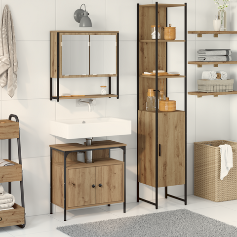 vidaXL 3 Piece Bathroom Furniture Set Artisan Oak Engineered Wood