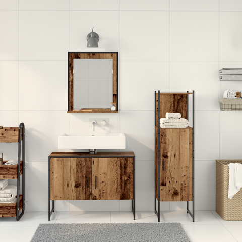 vidaXL 3 Piece Bathroom Furniture Set Old Wood Engineered Wood
