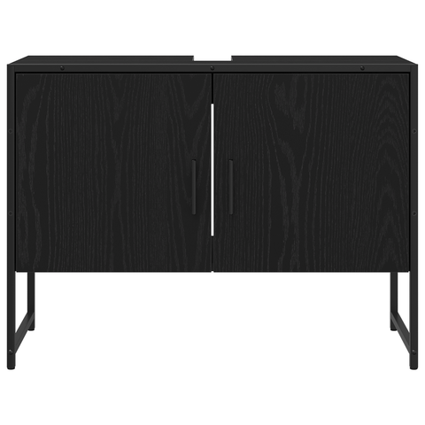 vidaXL 3 Piece Bathroom Furniture Set Black Oak Engineered Wood