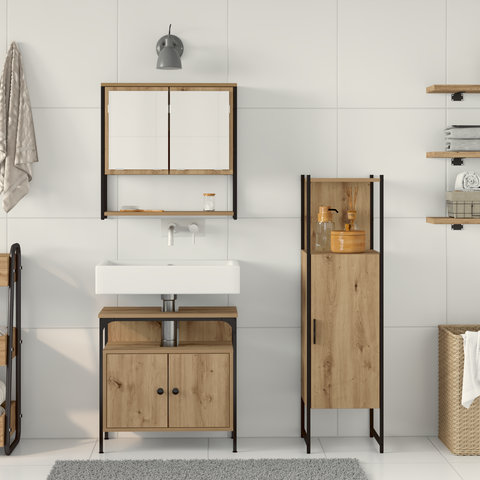 vidaXL 3 Piece Bathroom Furniture Set Artisan Oak Engineered Wood