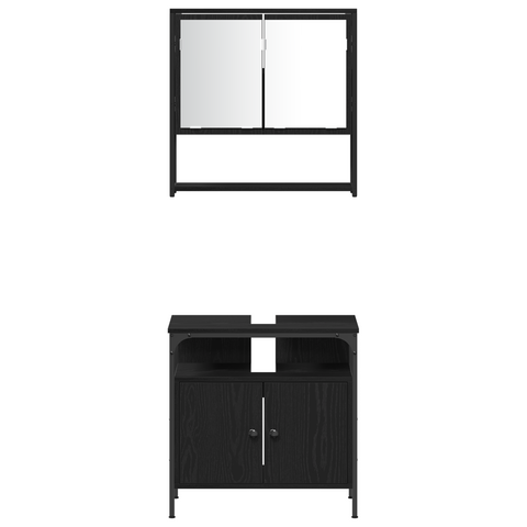vidaXL 3 Piece Bathroom Furniture Set Black Oak Engineered Wood