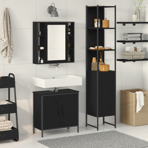 vidaXL Bathroom Sink Cabinet Black Oak 60x30x60 cm Engineered Wood