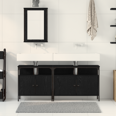 vidaXL 3 Piece Bathroom Furniture Set Black Oak Engineered Wood