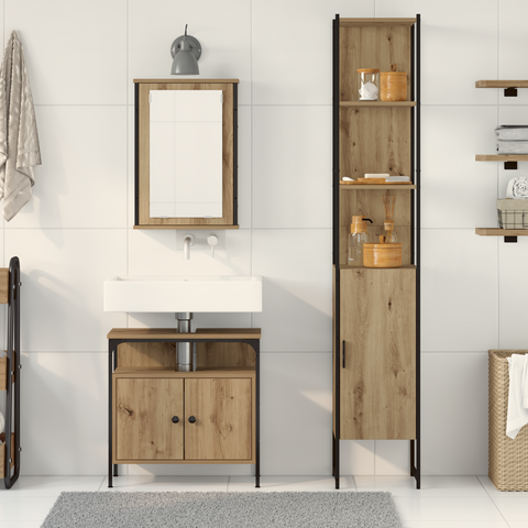 vidaXL 3-Piece Dressing Table Set in Brown Oak Engineered Wood