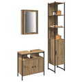 vidaXL 3-Piece Dressing Table Set in Brown Oak Engineered Wood