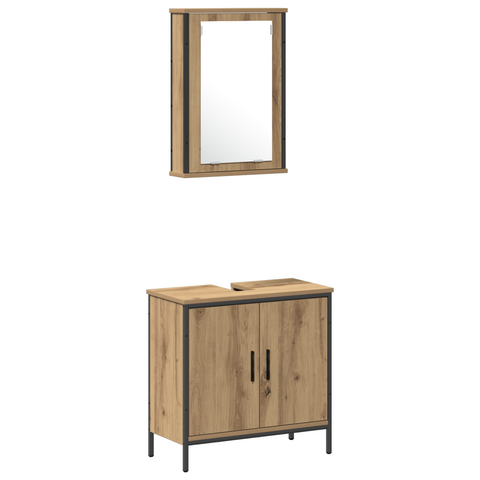 vidaXL 3 Piece Bathroom Furniture Set Artisan Oak Engineered Wood