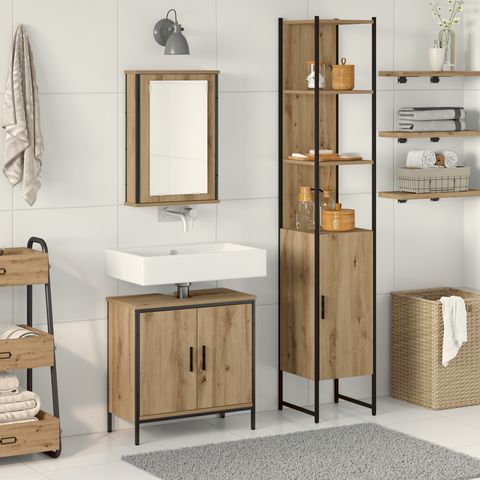 vidaXL 3 Piece Bathroom Furniture Set Artisan Oak Engineered Wood