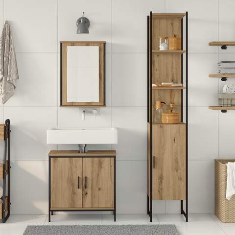 vidaXL 3 Piece Bathroom Furniture Set Artisan Oak Engineered Wood