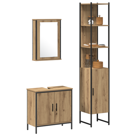 vidaXL 3 Piece Bathroom Furniture Set Artisan Oak Engineered Wood