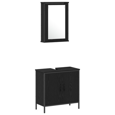vidaXL 3 Piece Bathroom Furniture Set Black Oak Engineered Wood