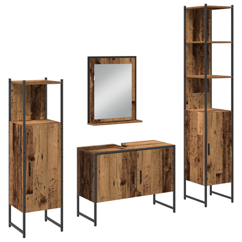 vidaXL 4 Piece Bathroom Furniture Set Old Wood Engineered Wood